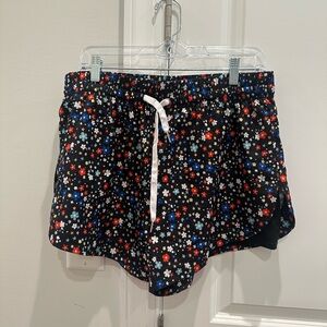 Floral Athletic Women's Shorts - Black with Multicolor Accents